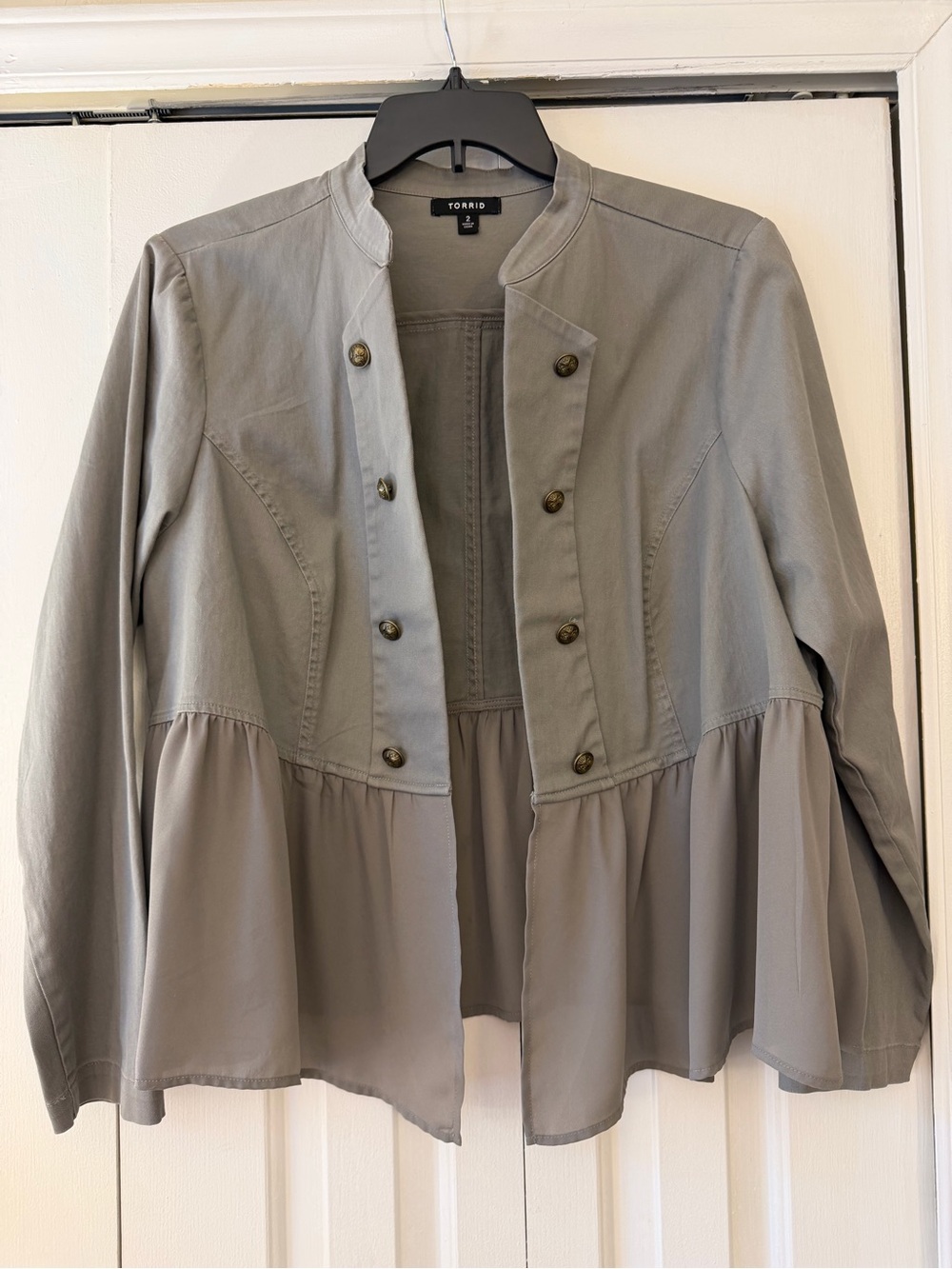 torrid Gray Layered Peplum Military-Style Jacket